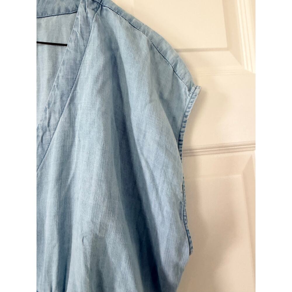 LOFT Chambray Button-Front Flare Dress - Size 16 Lyocell - Picture 5 of 10